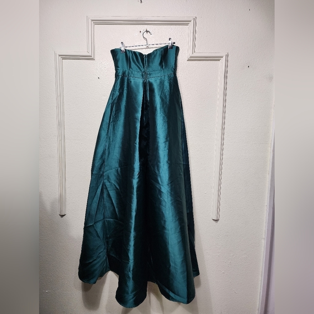 Lulus Broadway Show Emerald Green Strapless High-Low Maxi Dress S Wedding Party - Picture 8 of 9